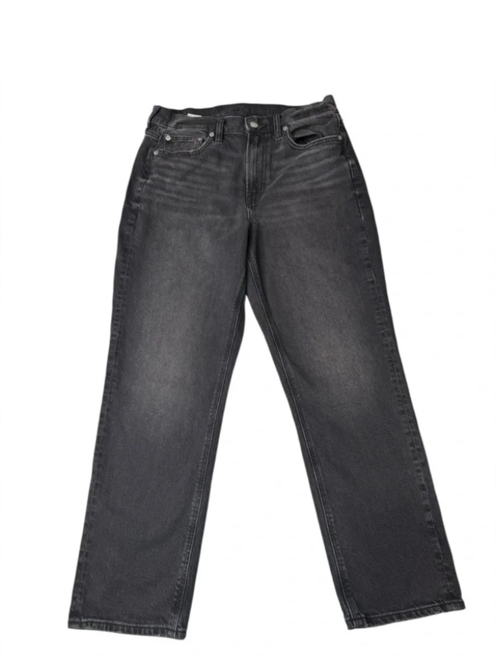 AE Stretch Super High-Waisted Ankle Straight Jean - Black Washed 8 US - Picture 7 of 9